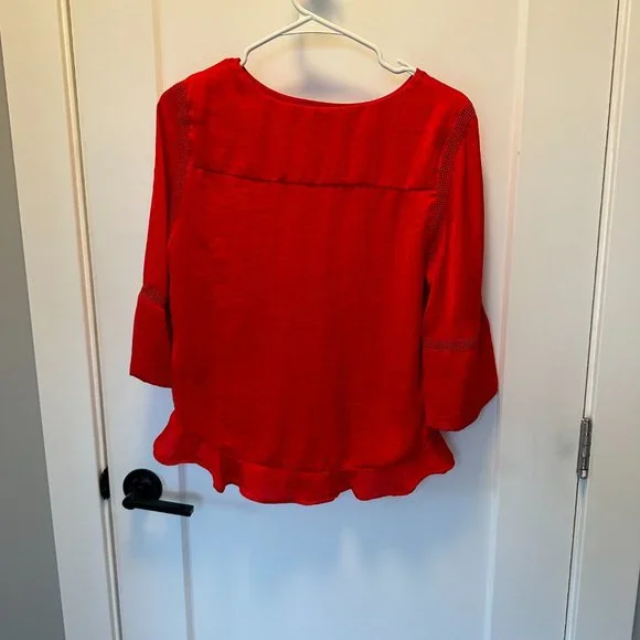 Red Work Top Apt. 9 Flowy Shiny Petite - Picture 5 of 5